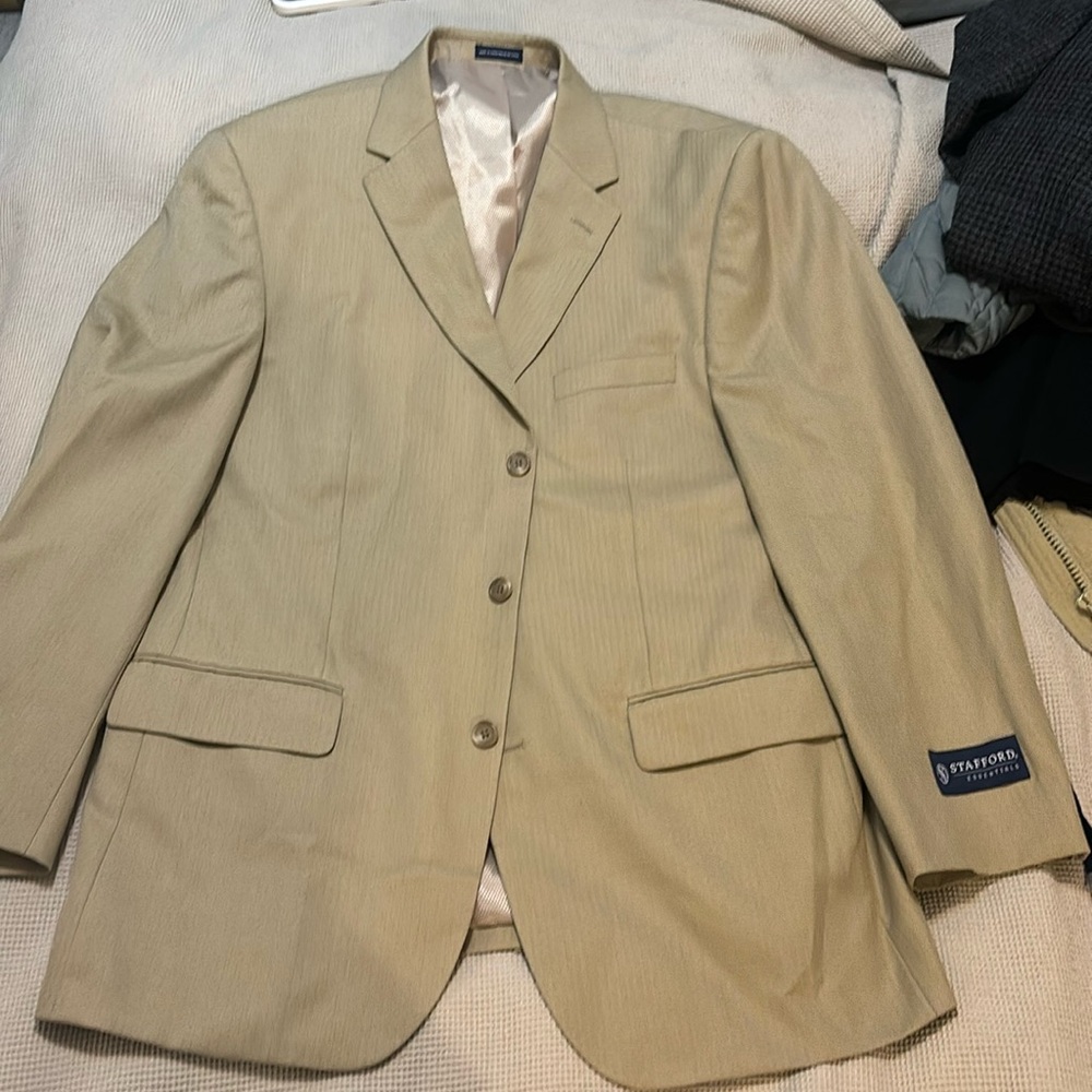 Stafford sport coat blazer tan size 44R NWT